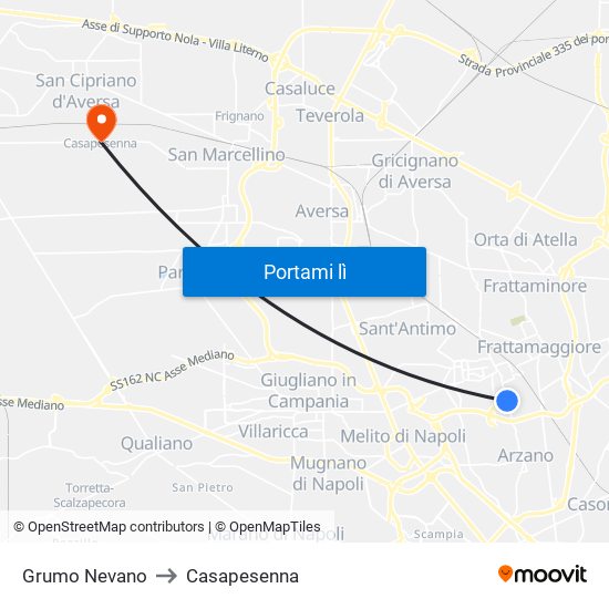 Grumo Nevano to Casapesenna map
