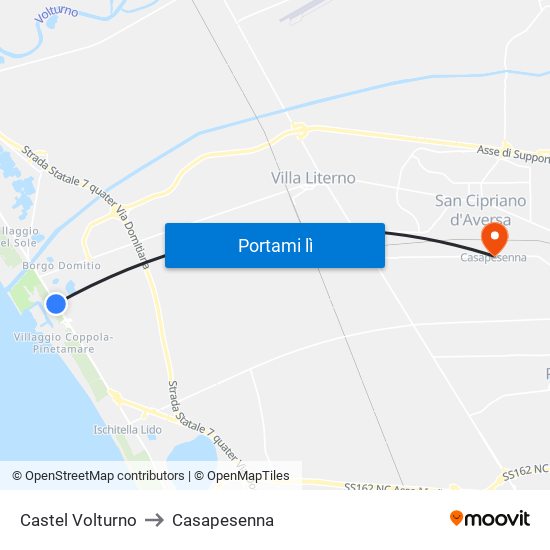 Castel Volturno to Casapesenna map
