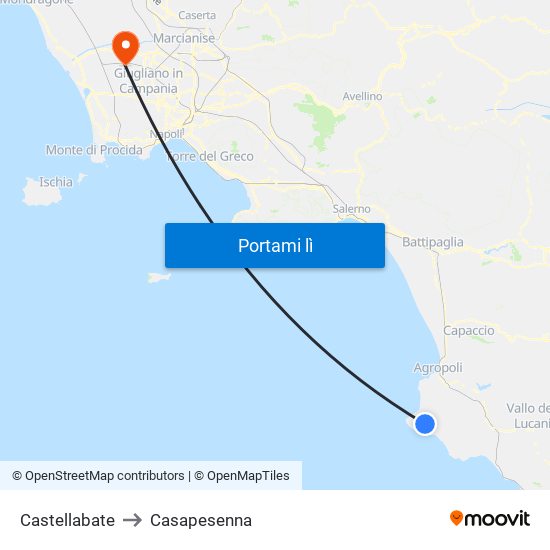 Castellabate to Casapesenna map