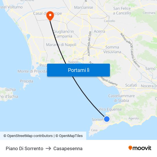 Piano Di Sorrento to Casapesenna map