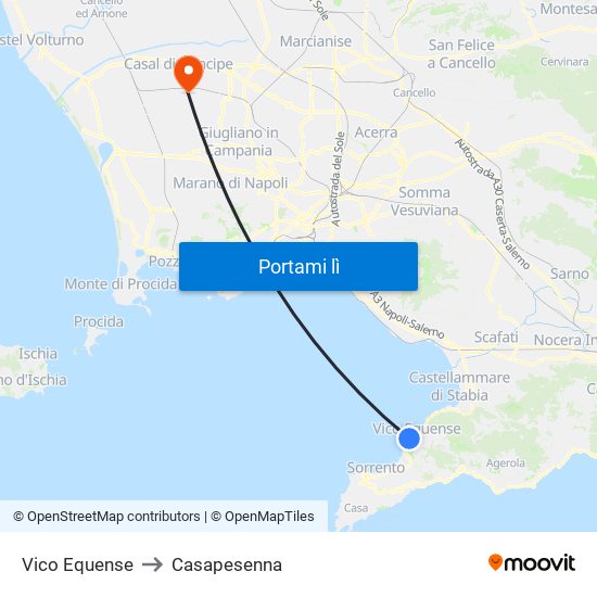 Vico Equense to Casapesenna map