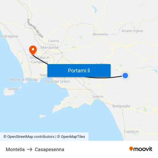 Montella to Casapesenna map