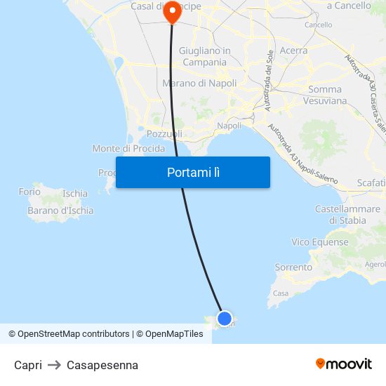 Capri to Casapesenna map