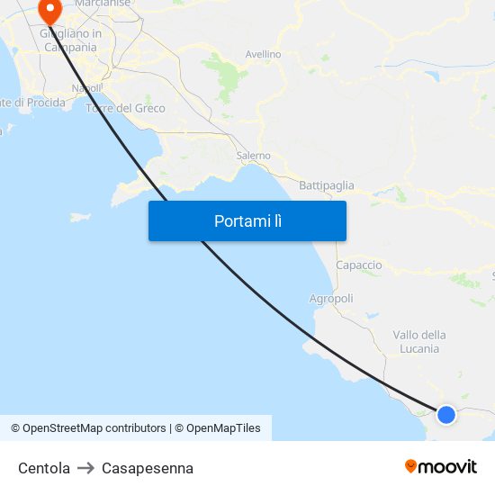 Centola to Casapesenna map