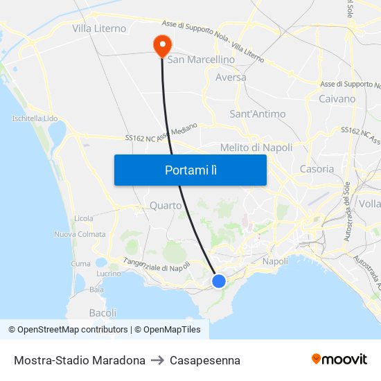 Mostra-Stadio Maradona to Casapesenna map