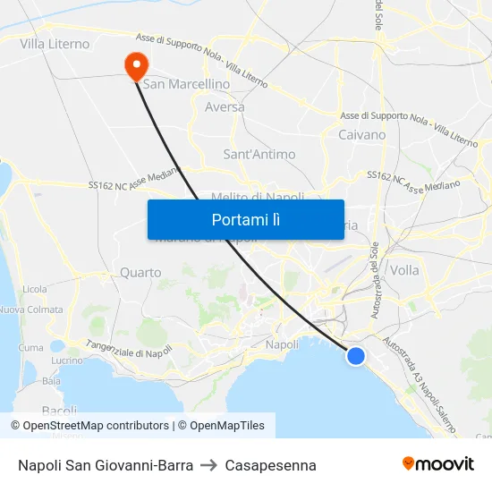Napoli San Giovanni-Barra to Casapesenna map