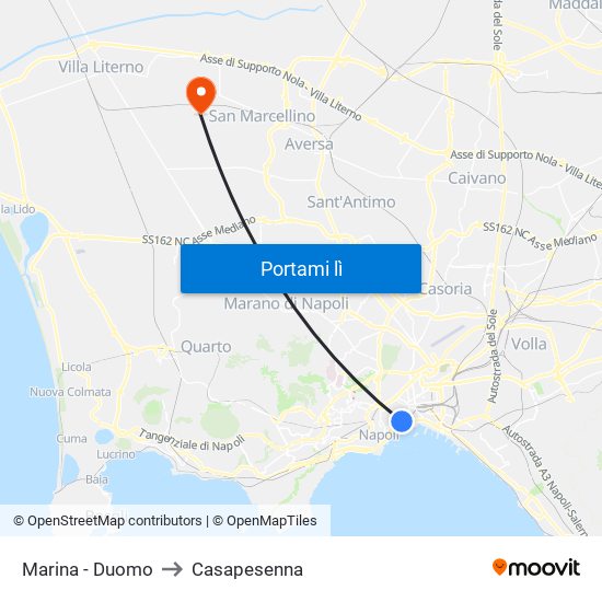 Marina - Duomo to Casapesenna map