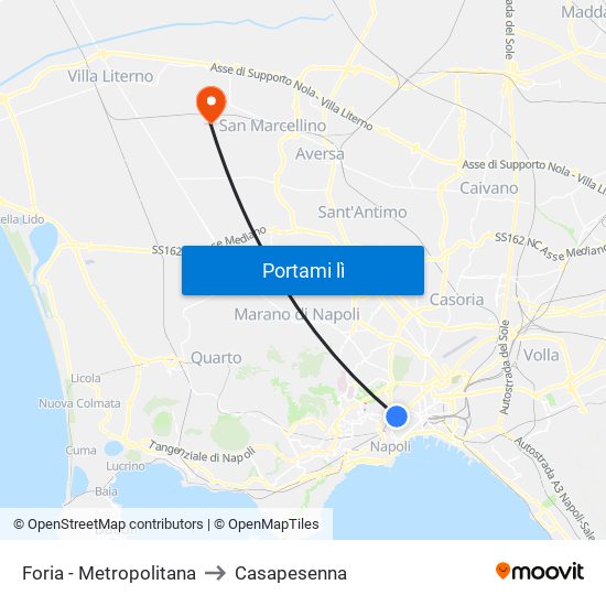 Foria - Metropolitana to Casapesenna map