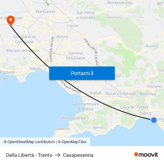 Della Libertà - Trento to Casapesenna map