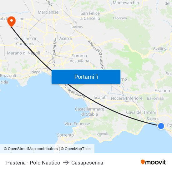 Pastena  - Polo Nautico to Casapesenna map