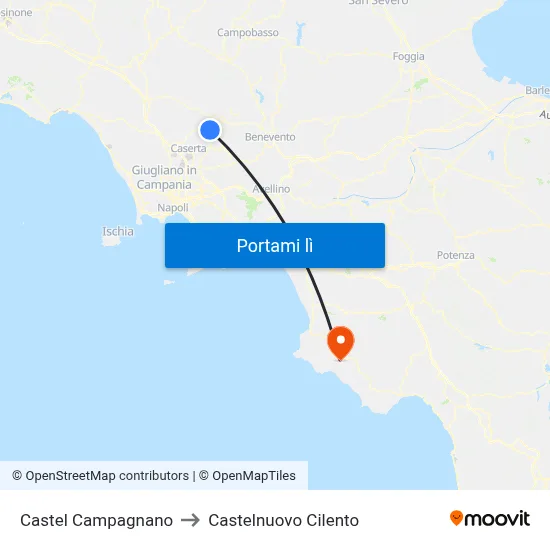 Castel Campagnano to Castelnuovo Cilento map
