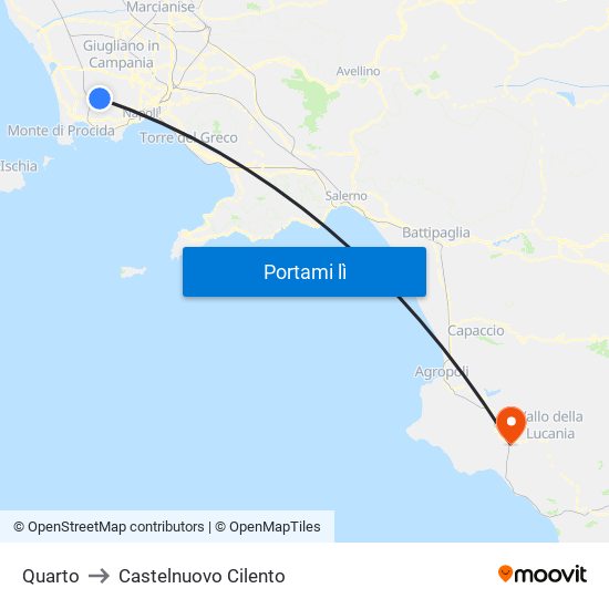 Quarto to Castelnuovo Cilento map