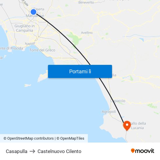 Casapulla to Castelnuovo Cilento map