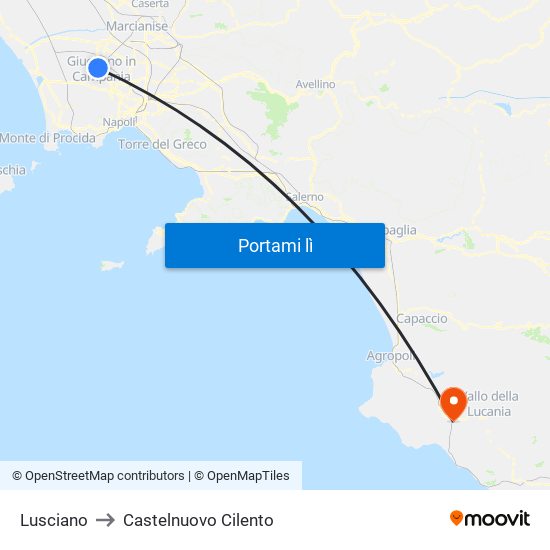 Lusciano to Castelnuovo Cilento map