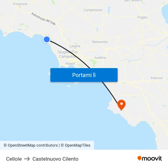 Cellole to Castelnuovo Cilento map