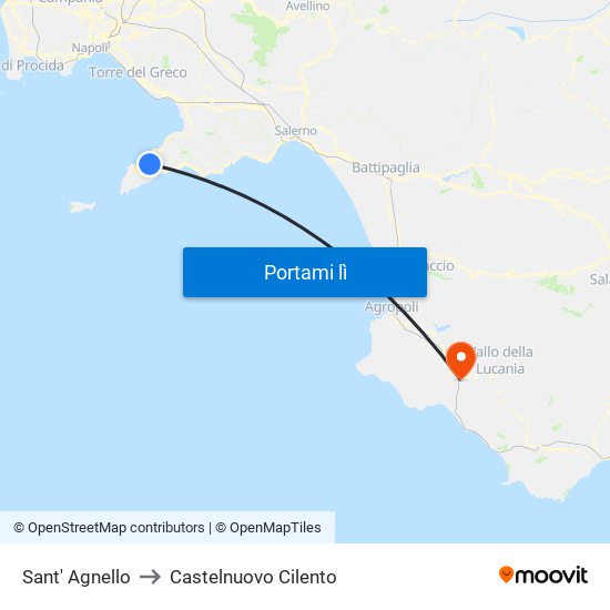 Sant' Agnello to Castelnuovo Cilento map