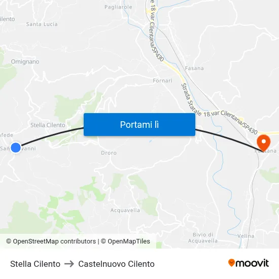 Stella Cilento to Castelnuovo Cilento map