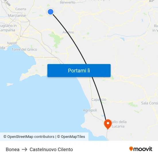 Bonea to Castelnuovo Cilento map