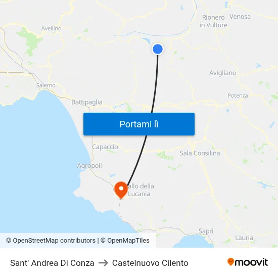 Sant' Andrea Di Conza to Castelnuovo Cilento map