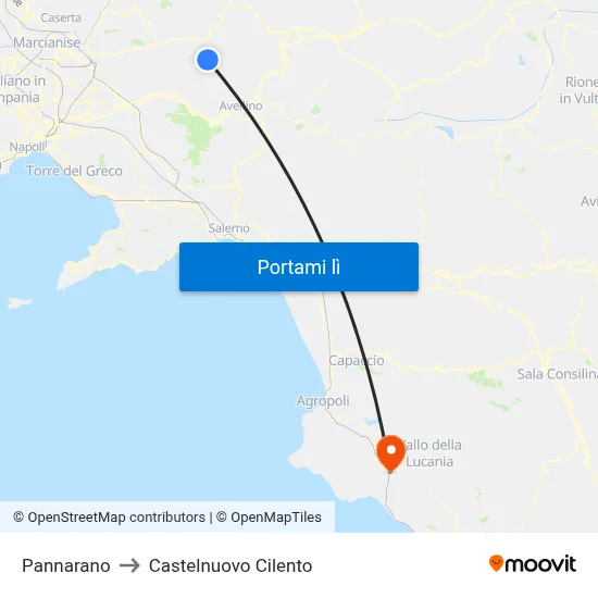 Pannarano to Castelnuovo Cilento map