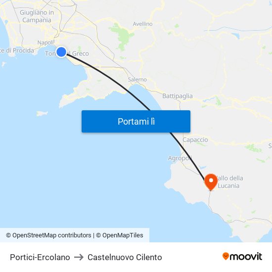 Portici-Ercolano to Castelnuovo Cilento map