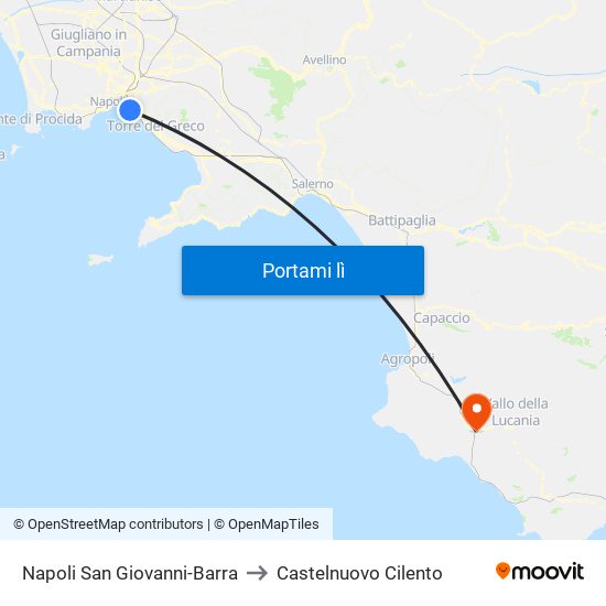 Napoli San Giovanni-Barra to Castelnuovo Cilento map