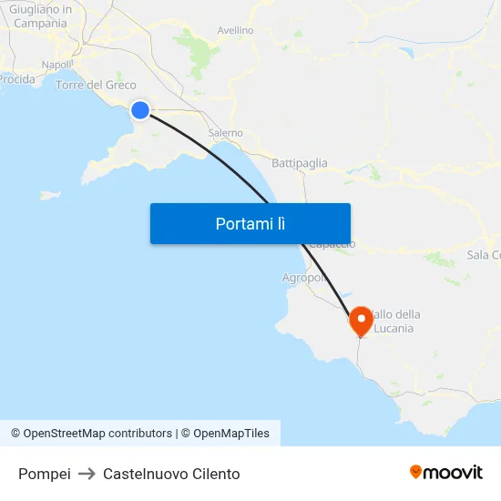 Pompei to Castelnuovo Cilento map