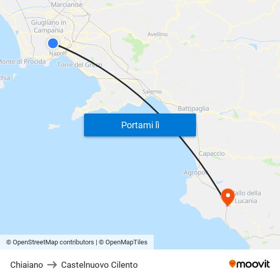 Chiaiano to Castelnuovo Cilento map