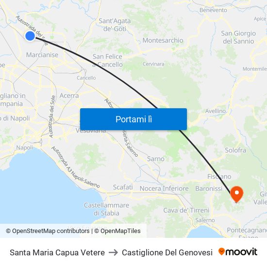 Santa Maria Capua Vetere to Castiglione Del Genovesi map