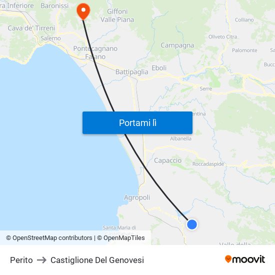 Perito to Castiglione Del Genovesi map