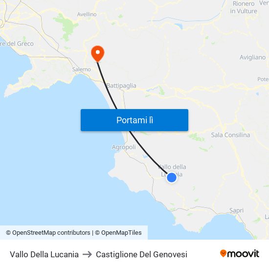 Vallo Della Lucania to Castiglione Del Genovesi map