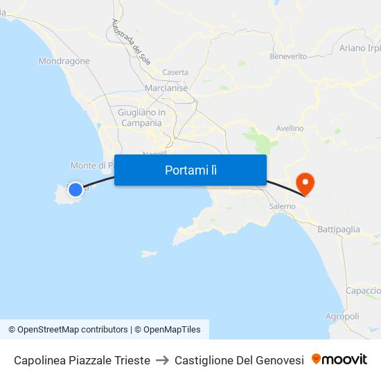 Capolinea Piazzale Trieste to Castiglione Del Genovesi map