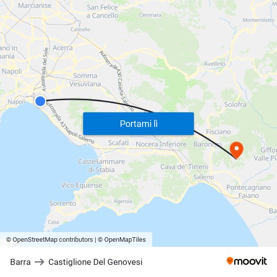 Barra to Castiglione Del Genovesi map