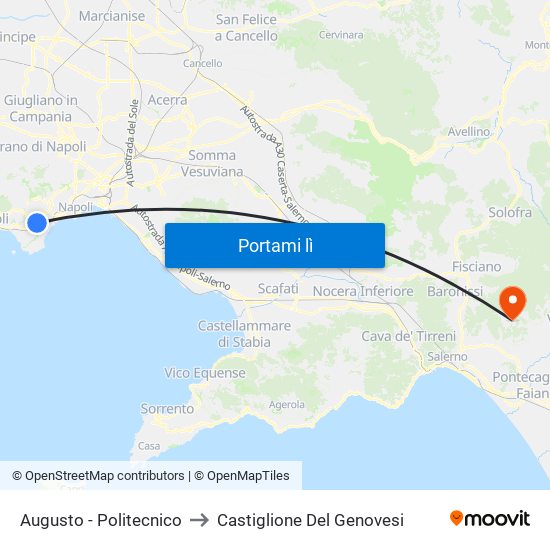 Augusto - Politecnico to Castiglione Del Genovesi map