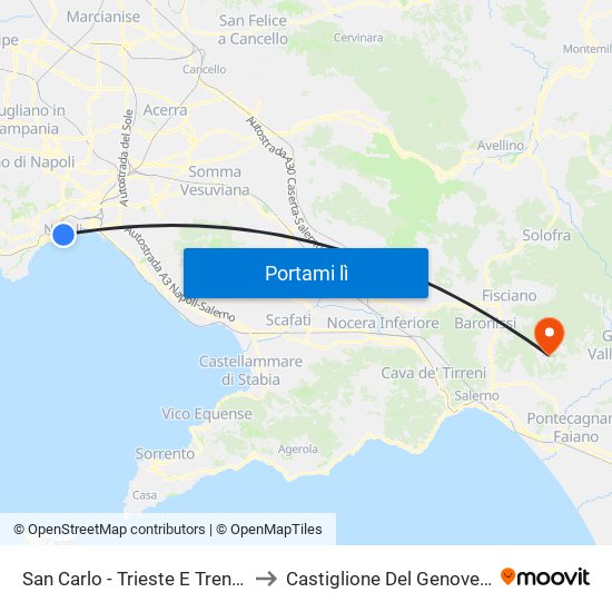 San Carlo - Trieste E Trento to Castiglione Del Genovesi map