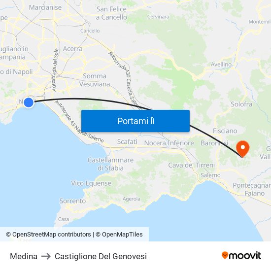 Medina to Castiglione Del Genovesi map