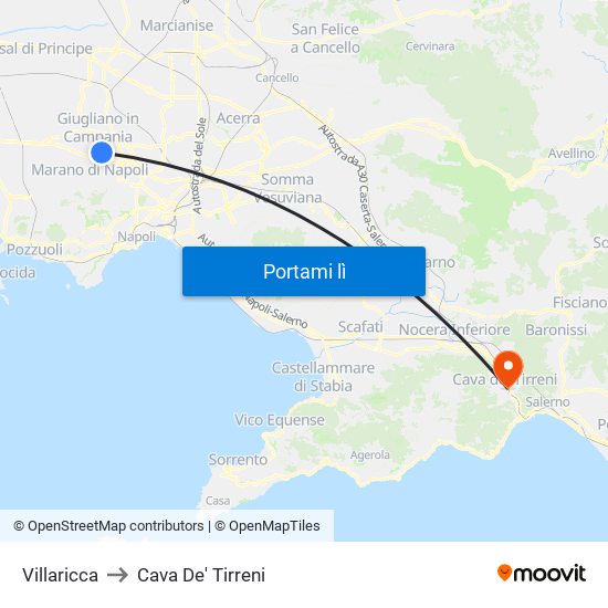 Villaricca to Cava De' Tirreni map
