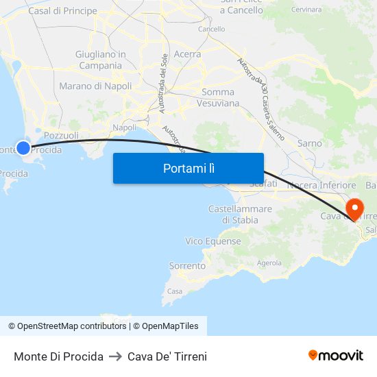 Monte Di Procida to Cava De' Tirreni map