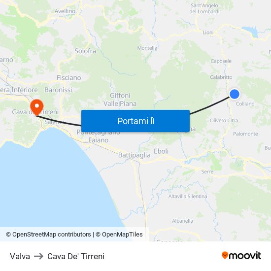 Valva to Cava De' Tirreni map