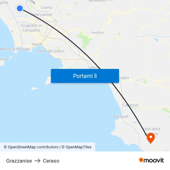 Grazzanise to Ceraso map