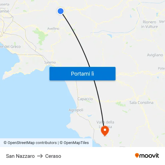 San Nazzaro to Ceraso map