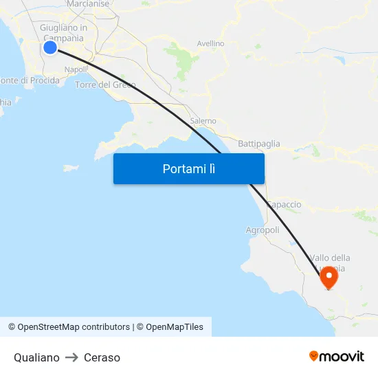 Qualiano to Ceraso map