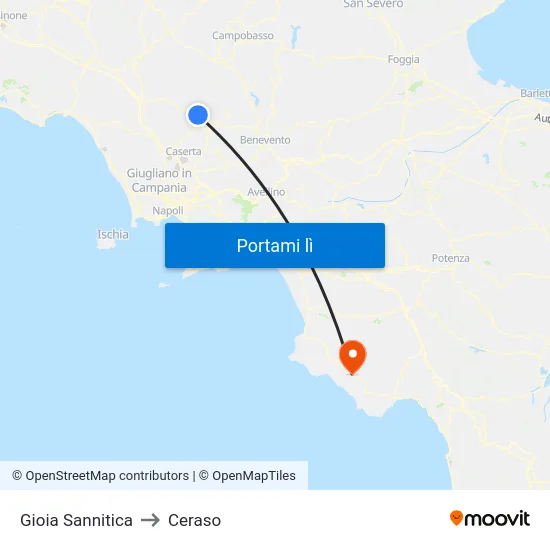 Gioia Sannitica to Ceraso map