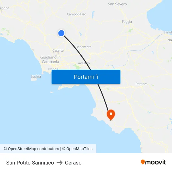 San Potito Sannitico to Ceraso map