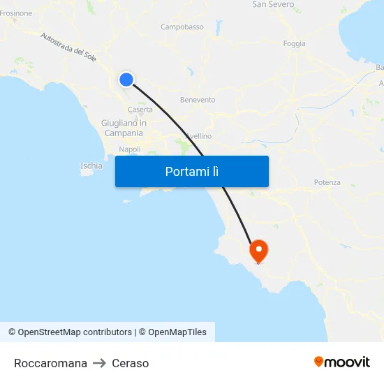 Roccaromana to Ceraso map