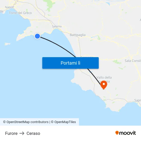 Furore to Ceraso map