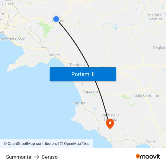 Summonte to Ceraso map