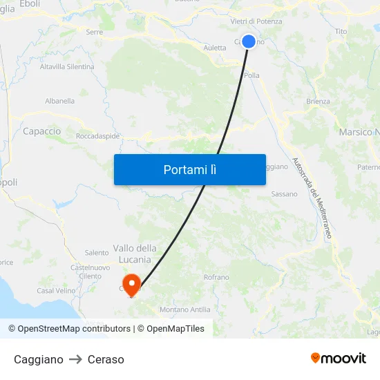 Caggiano to Ceraso map