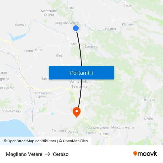 Magliano Vetere to Ceraso map