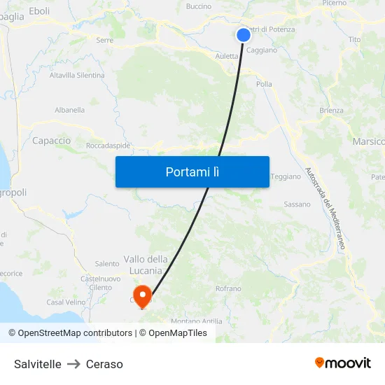 Salvitelle to Ceraso map